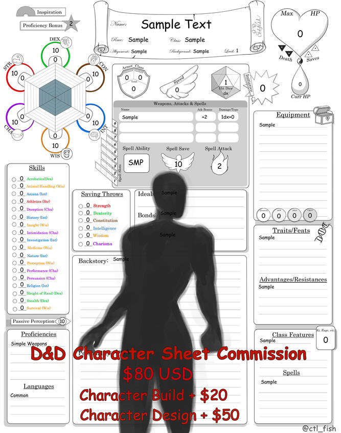 D&D Character Sheet Commission
